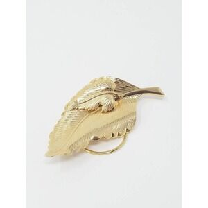 Vtg 80's Jeri-Lou scarf clip gold tone leaf preppy cocktail derby old money